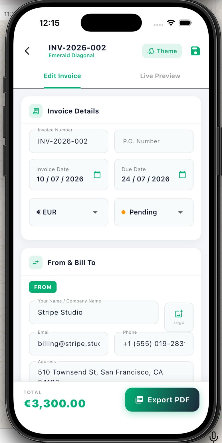Edit invoice details, dates and totals
